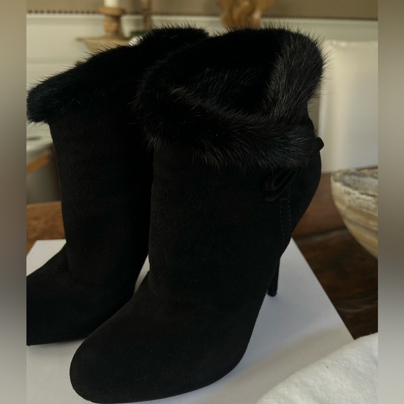 Christian Dior Suede Vision Mink Black Ankle Boots Booties 8.5 - Picture 6 of 11